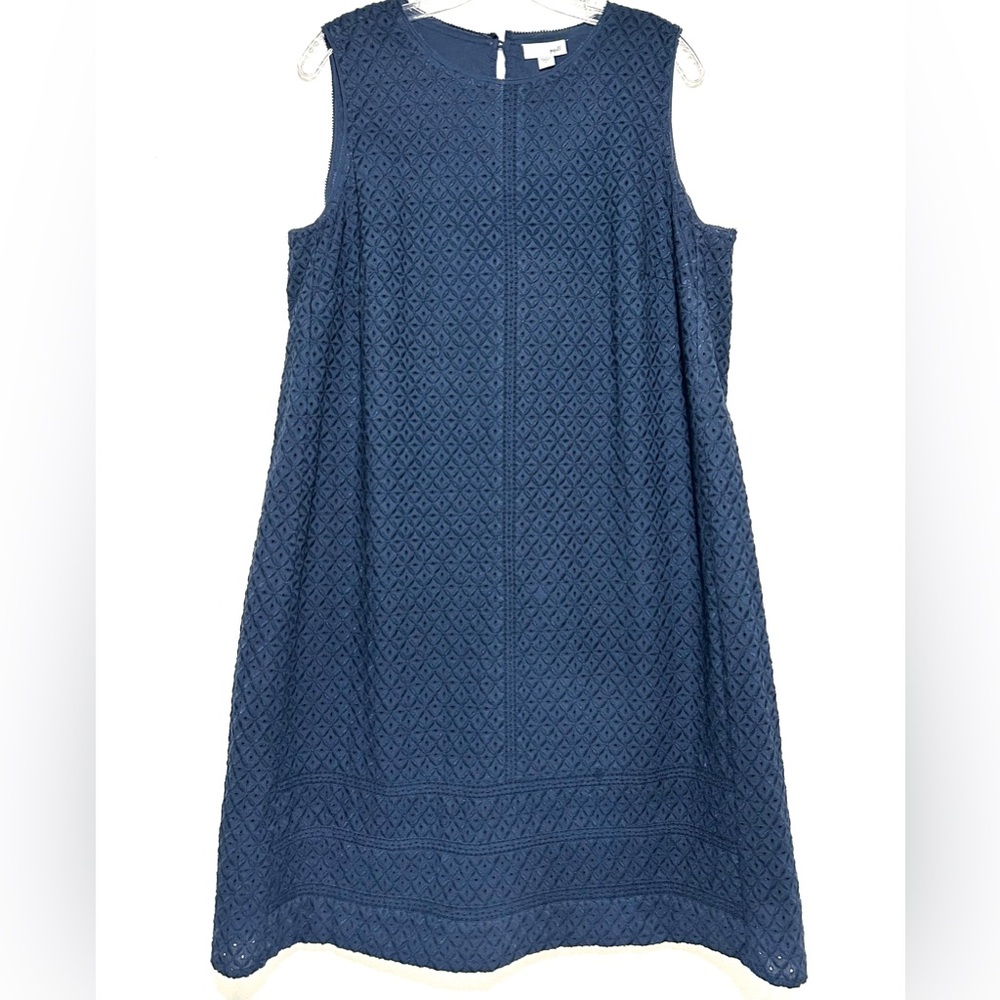 J Jill Lined Cotton Embroidered Eyelet A Line Dress